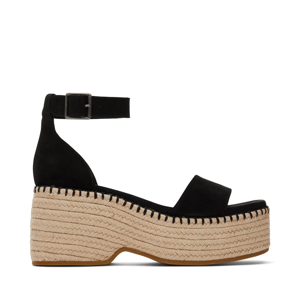 Laila Black Suede Platform Sandal Side View