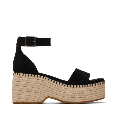 Laila Black Suede Platform Sandal Side View