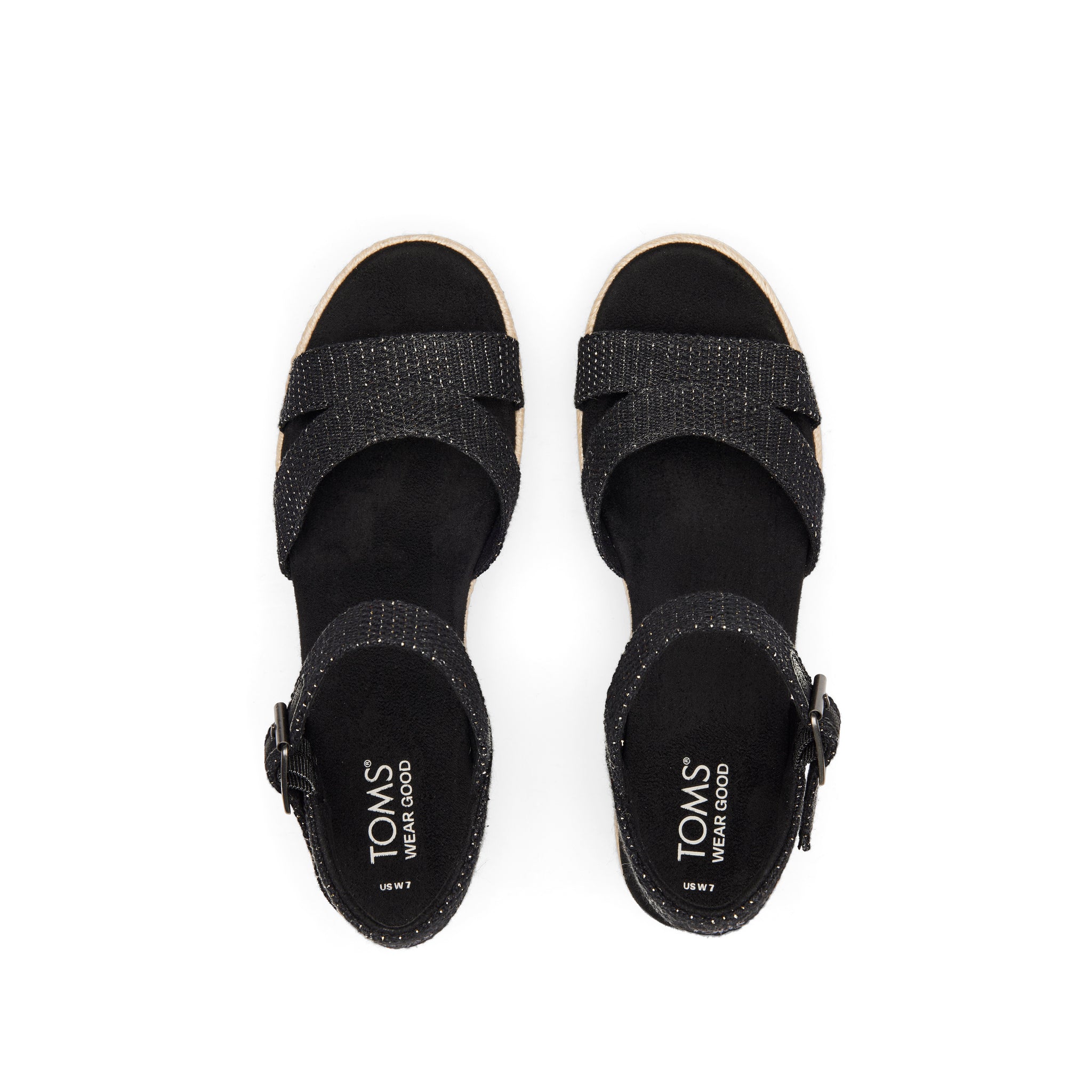 Audrey Black Metallic Wedge Sandal Top View