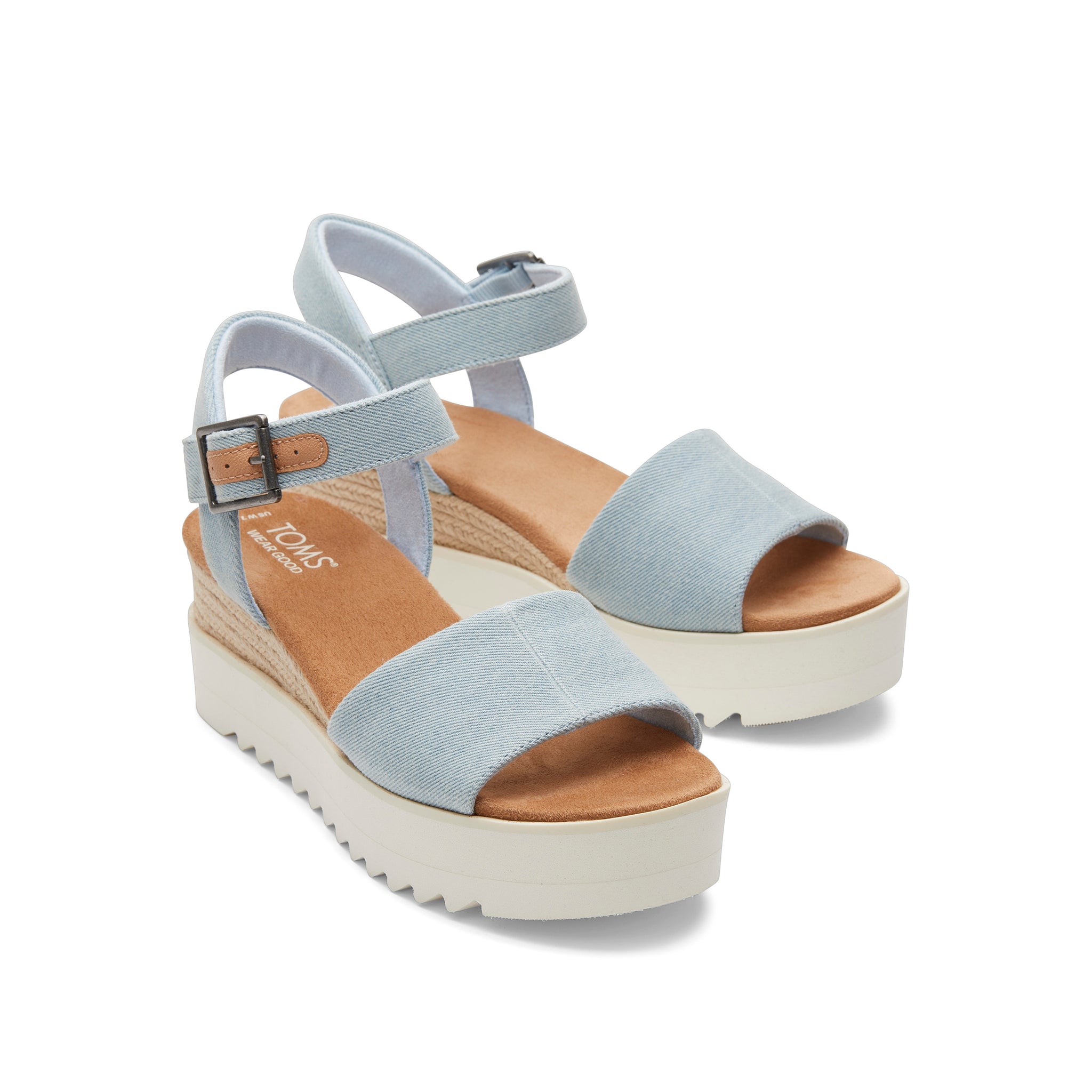 Diana Blue Denim Wedge Sandal Front View