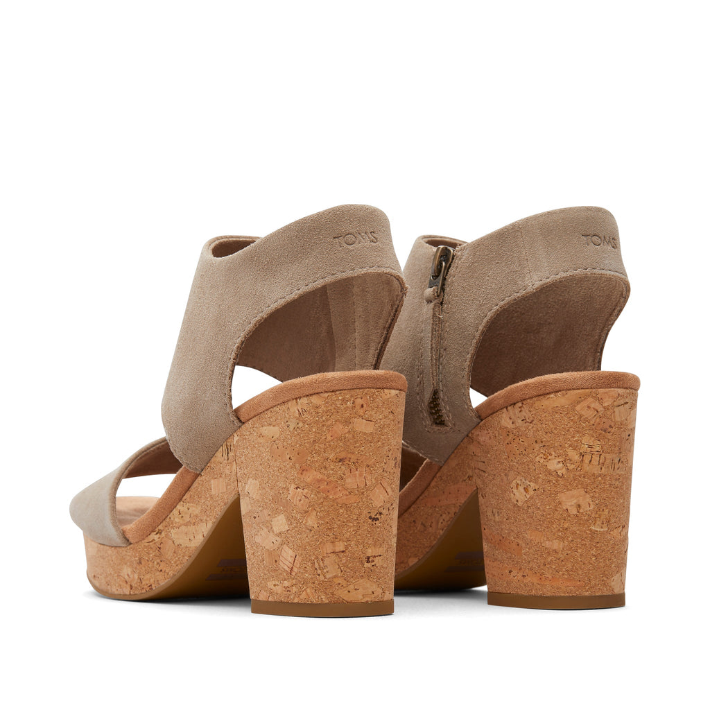 Majorca Taupe Platform Cork Sandal Back View