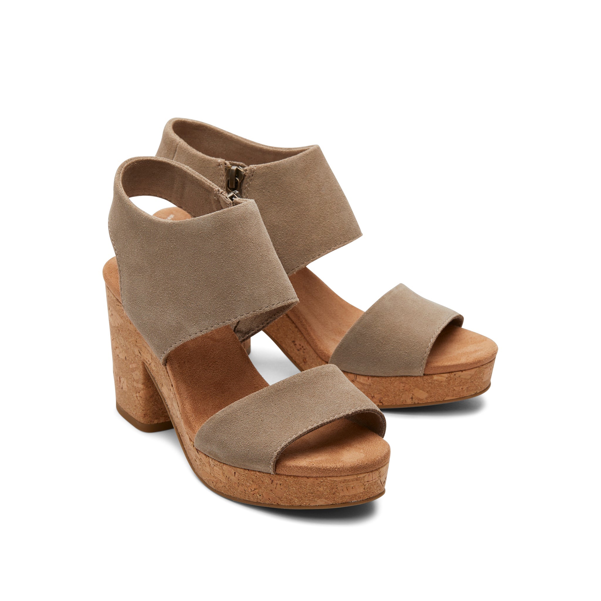 Majorca Taupe Platform Cork Sandal Front View