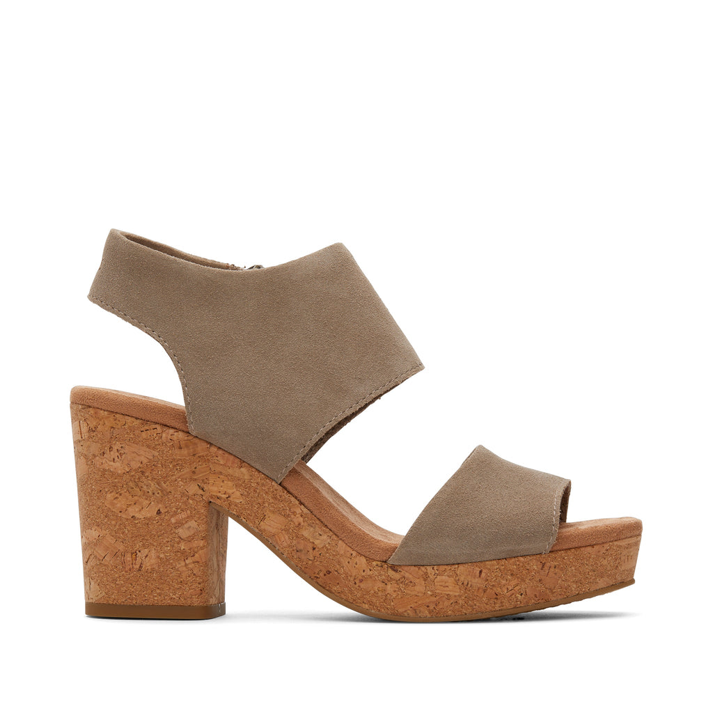 Majorca Taupe Platform Cork Sandal Side View