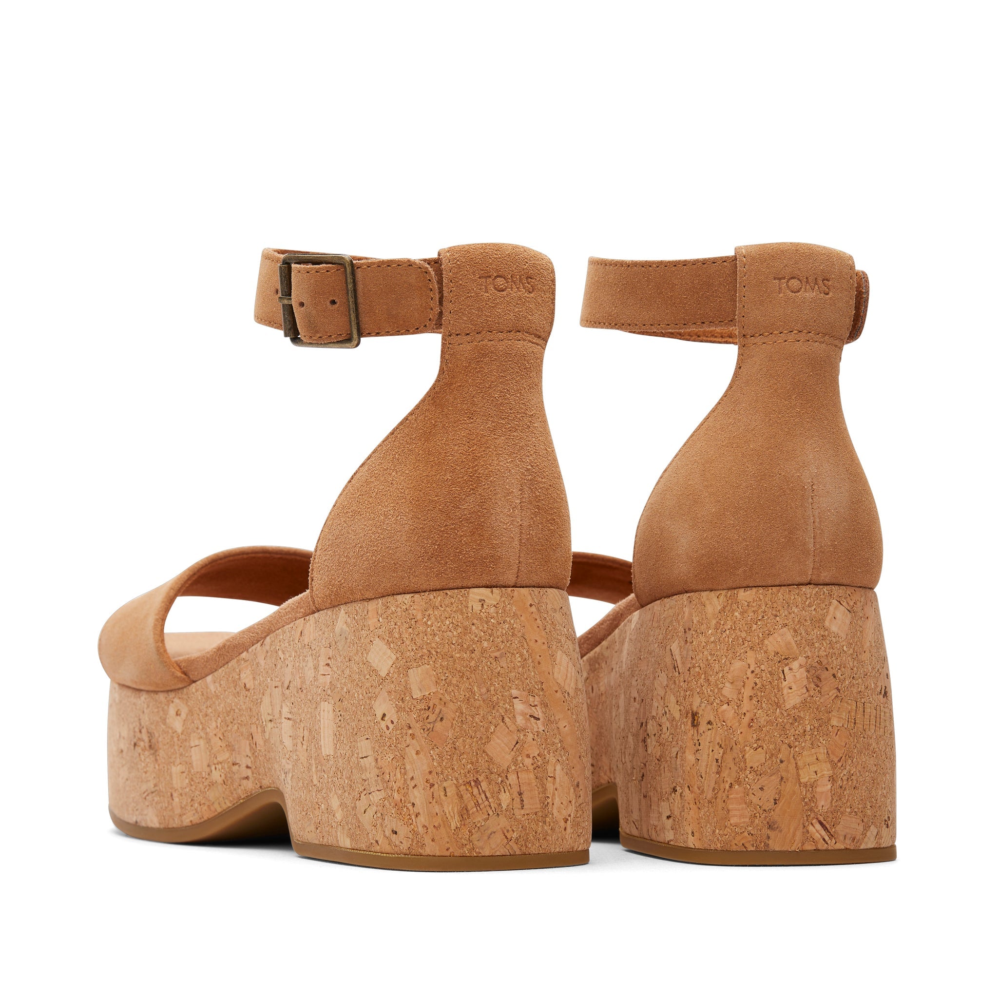 Laila Tan Suede Platform Cork Sandal Back View