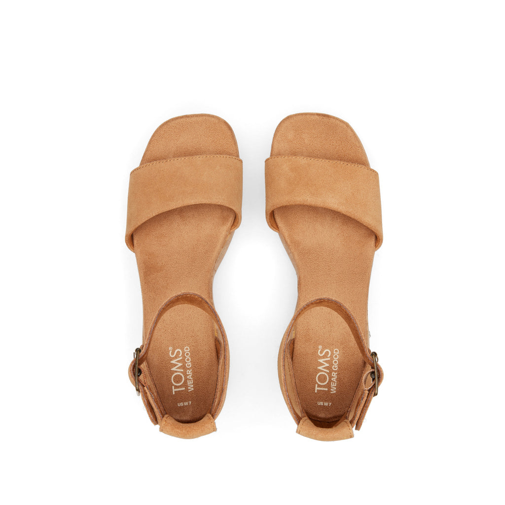 Laila Tan Suede Platform Cork Sandal Top View