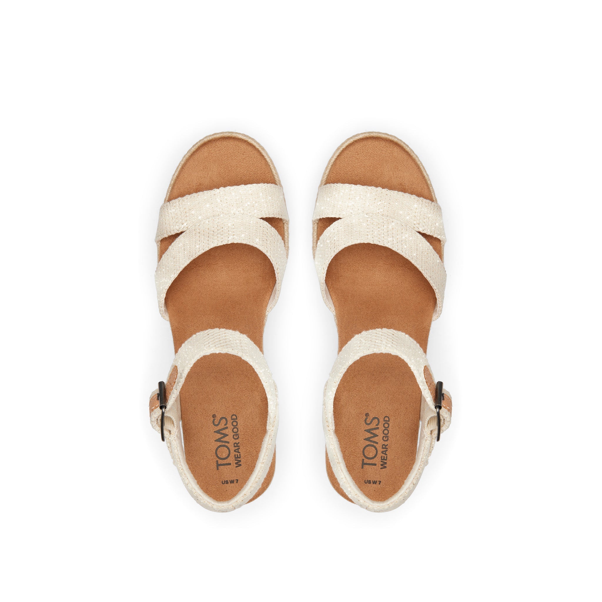 Audrey Natural Metallic Wedge Sandal Top View