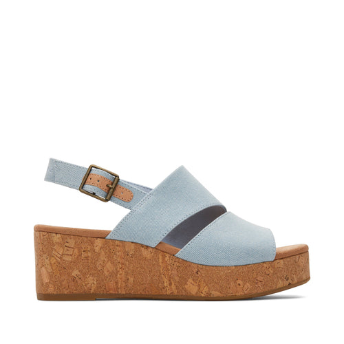 Claudine Blue Denim Wedge Sandal Side View
