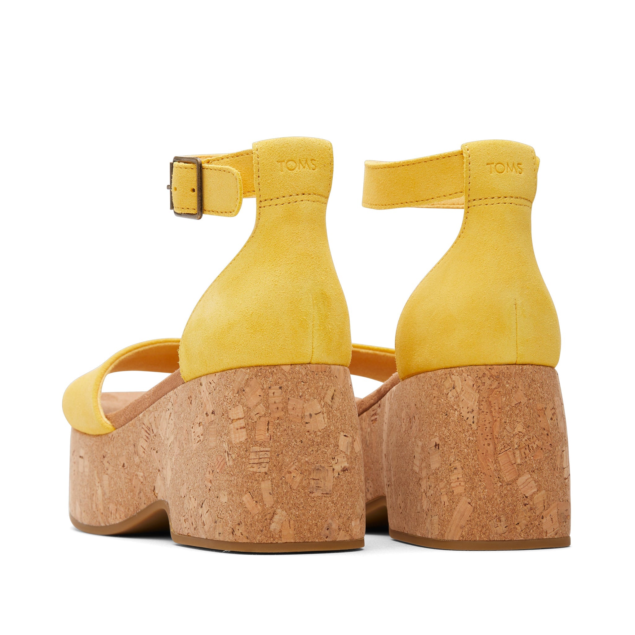 Laila Yellow Suede Platform Cork Sandal Back View