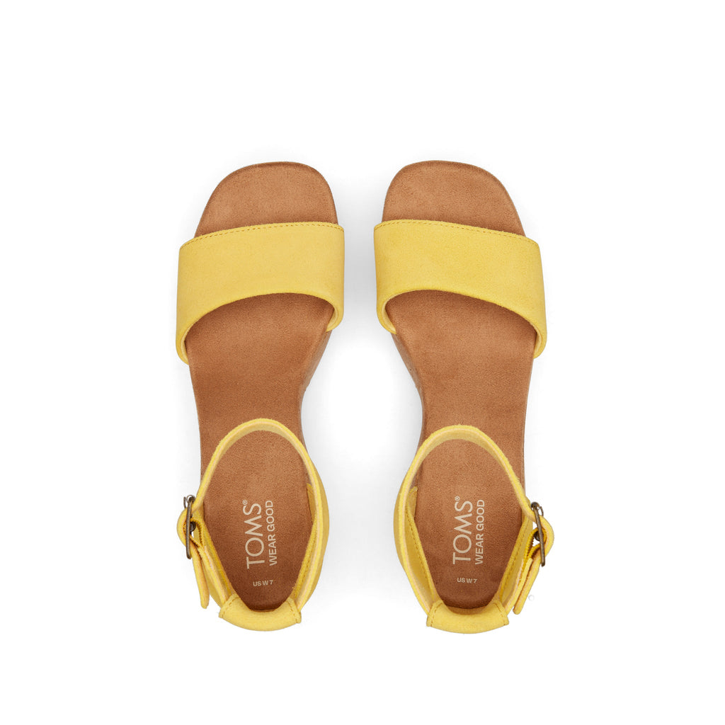 Laila Yellow Suede Platform Cork Sandal Top View