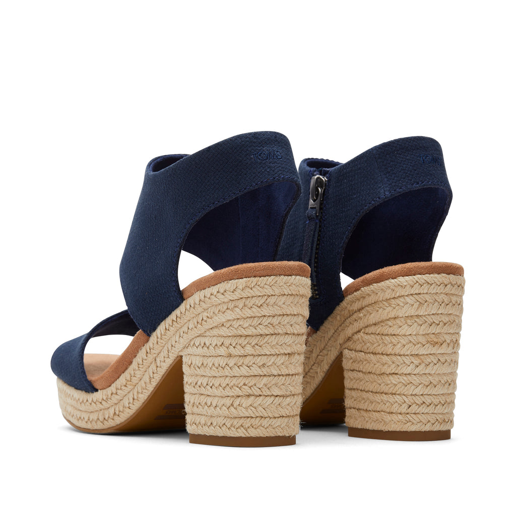 Majorca Rope Navy Platform Sandal Back View