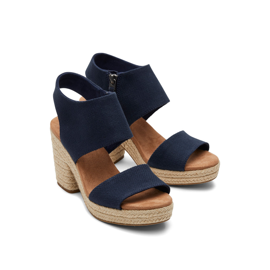 Majorca Rope Navy Platform Sandal Front View