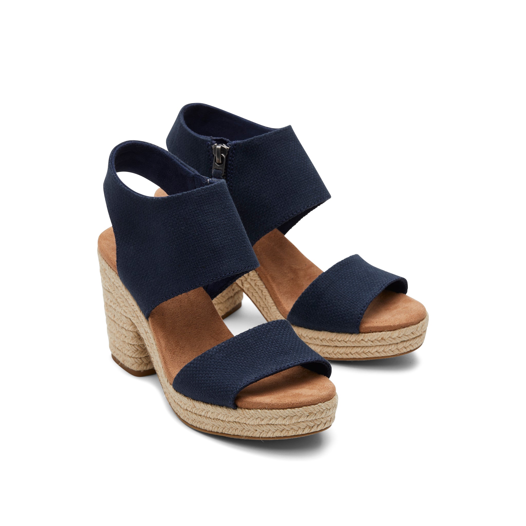 Majorca Rope Navy Platform Sandal Front View