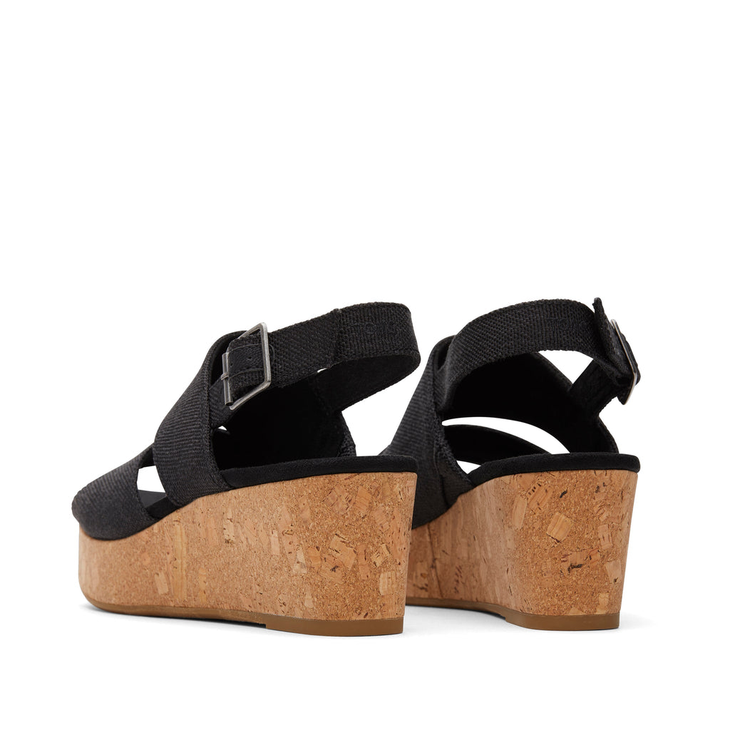 Claudine Black Wedge Sandal Back View