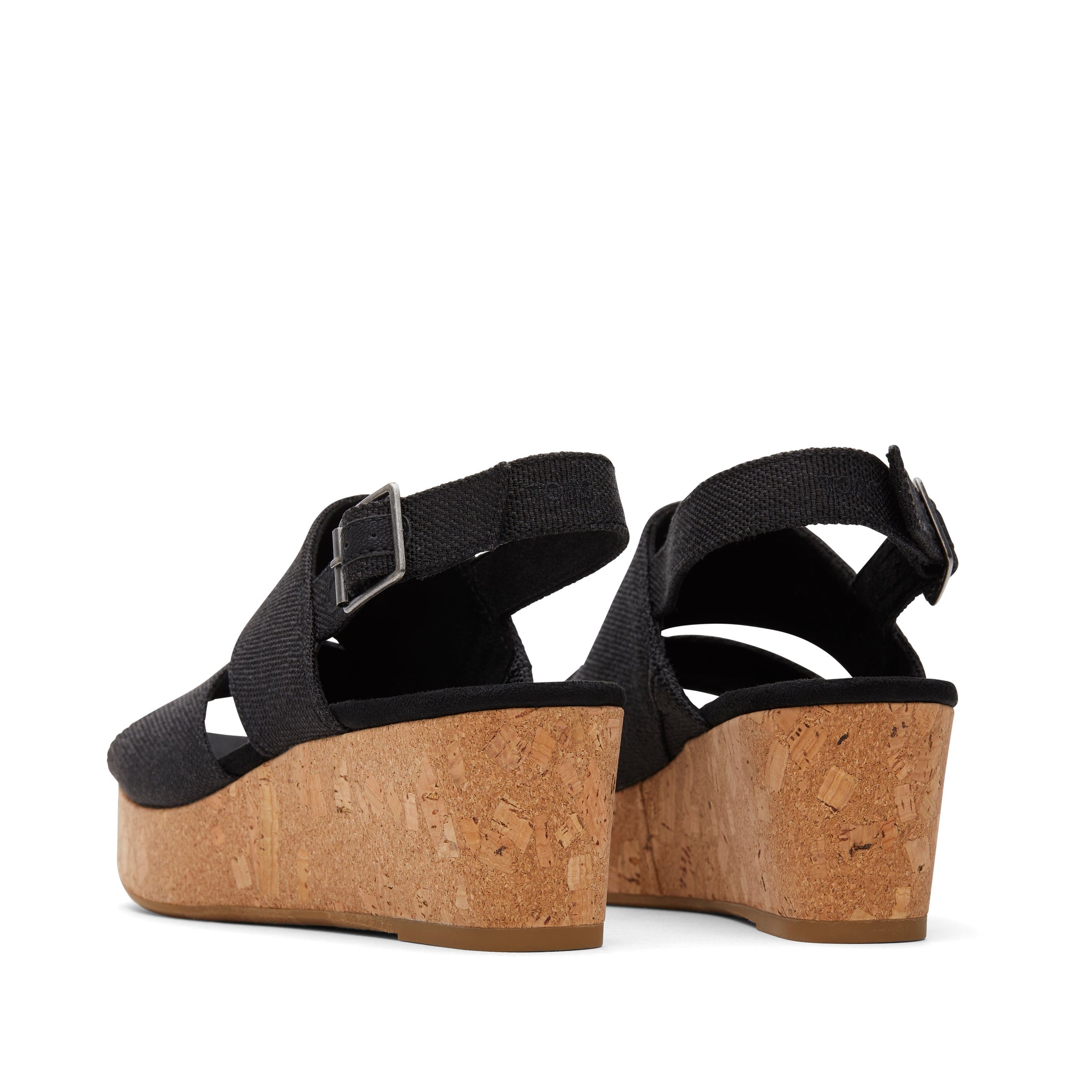 Claudine Black Wedge Sandal Back View