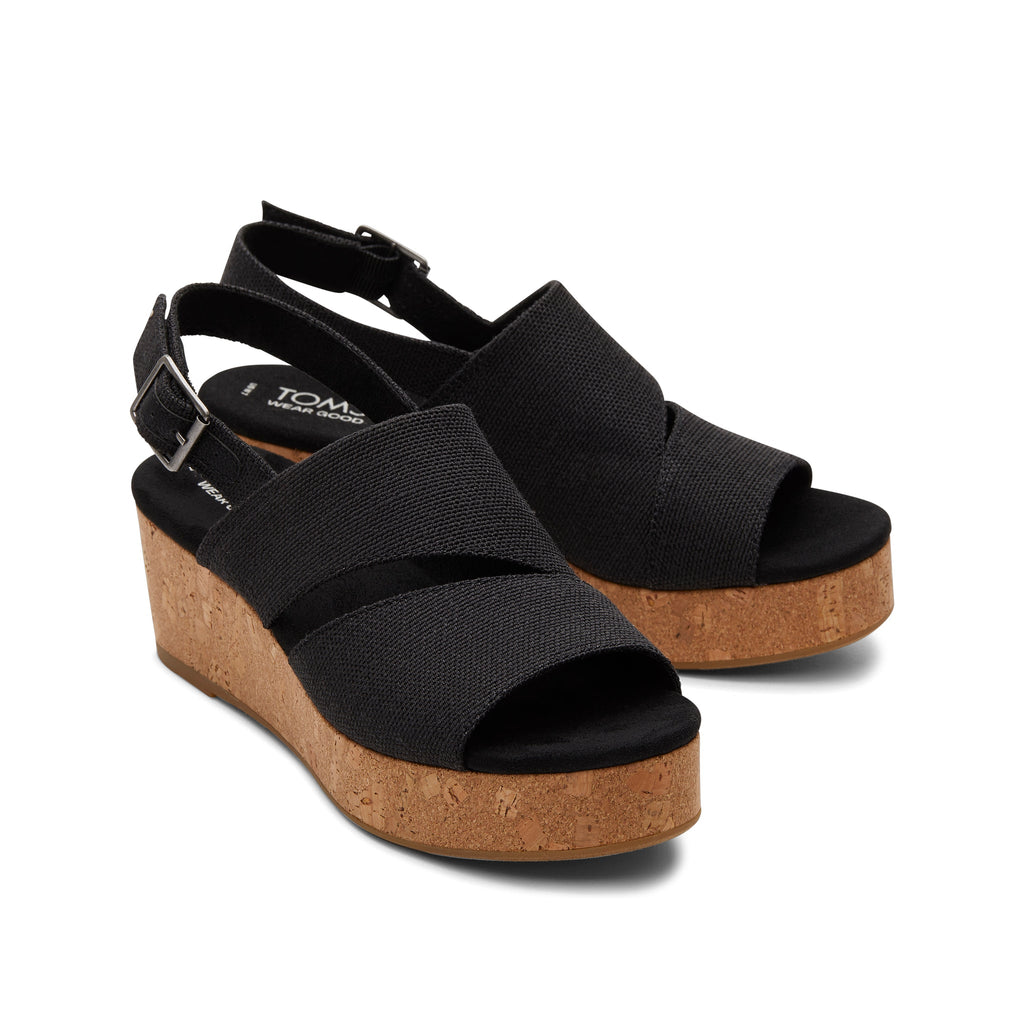 Claudine Black Wedge Sandal Front View