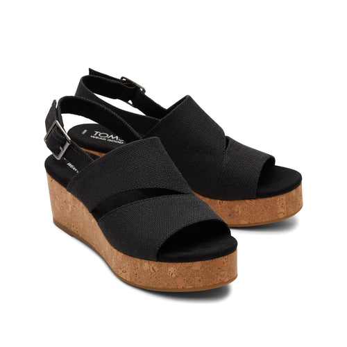 Claudine Black Wedge Sandal Front View
