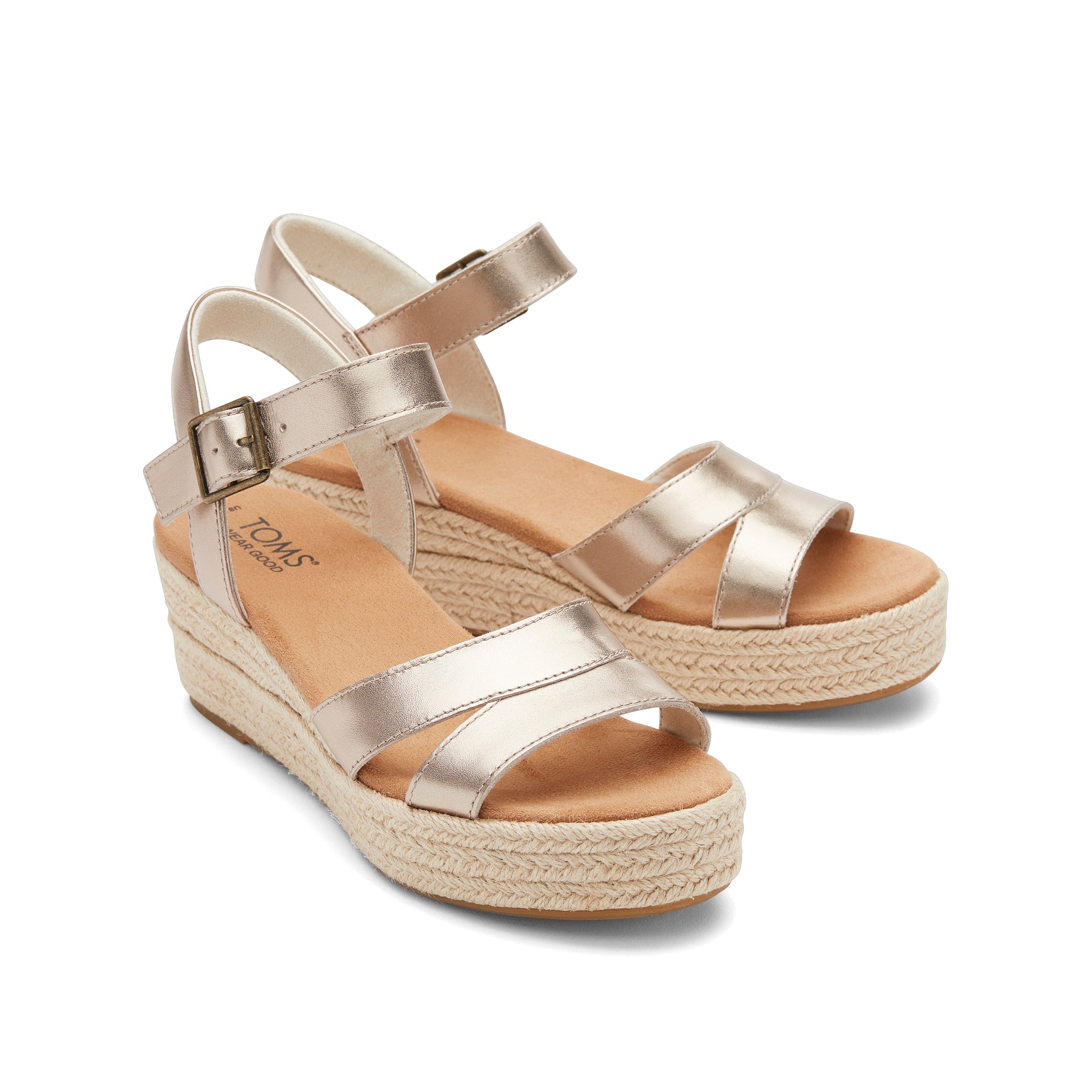 Audrey Gold Metallic Wedge Sandal Front View
