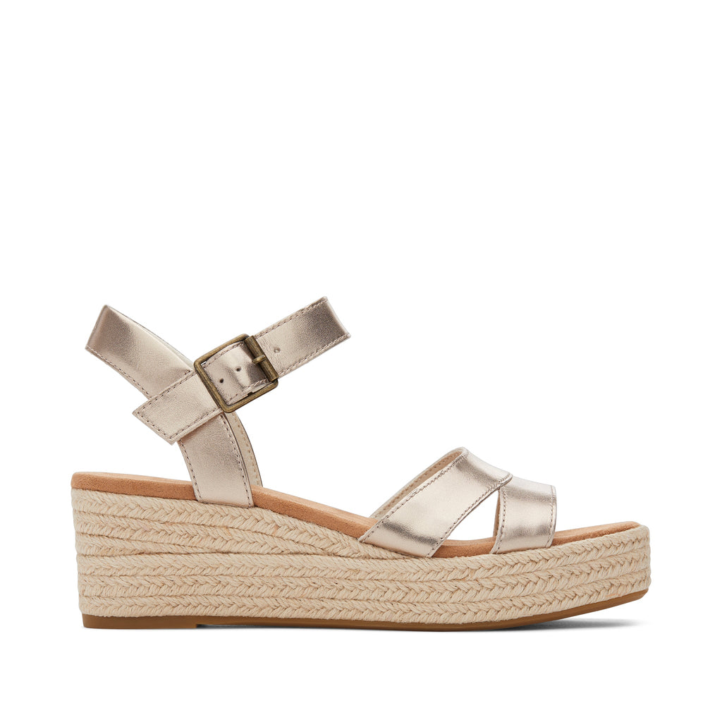 Audrey Gold Metallic Wedge Sandal Side View