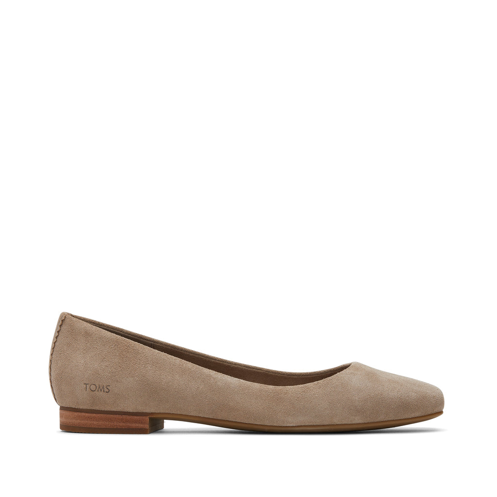 Briella Taupe Suede Flat Side View