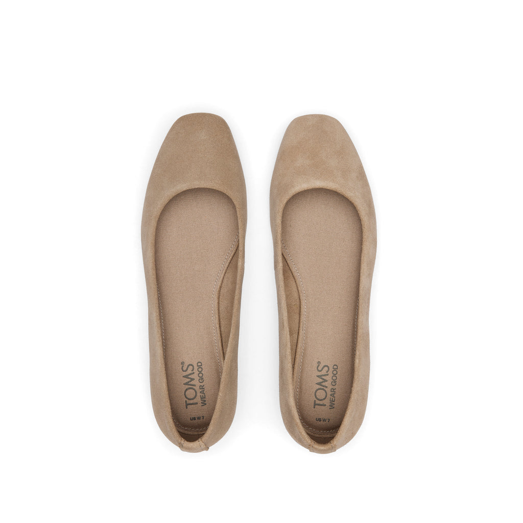 Briella Taupe Suede Flat Top View