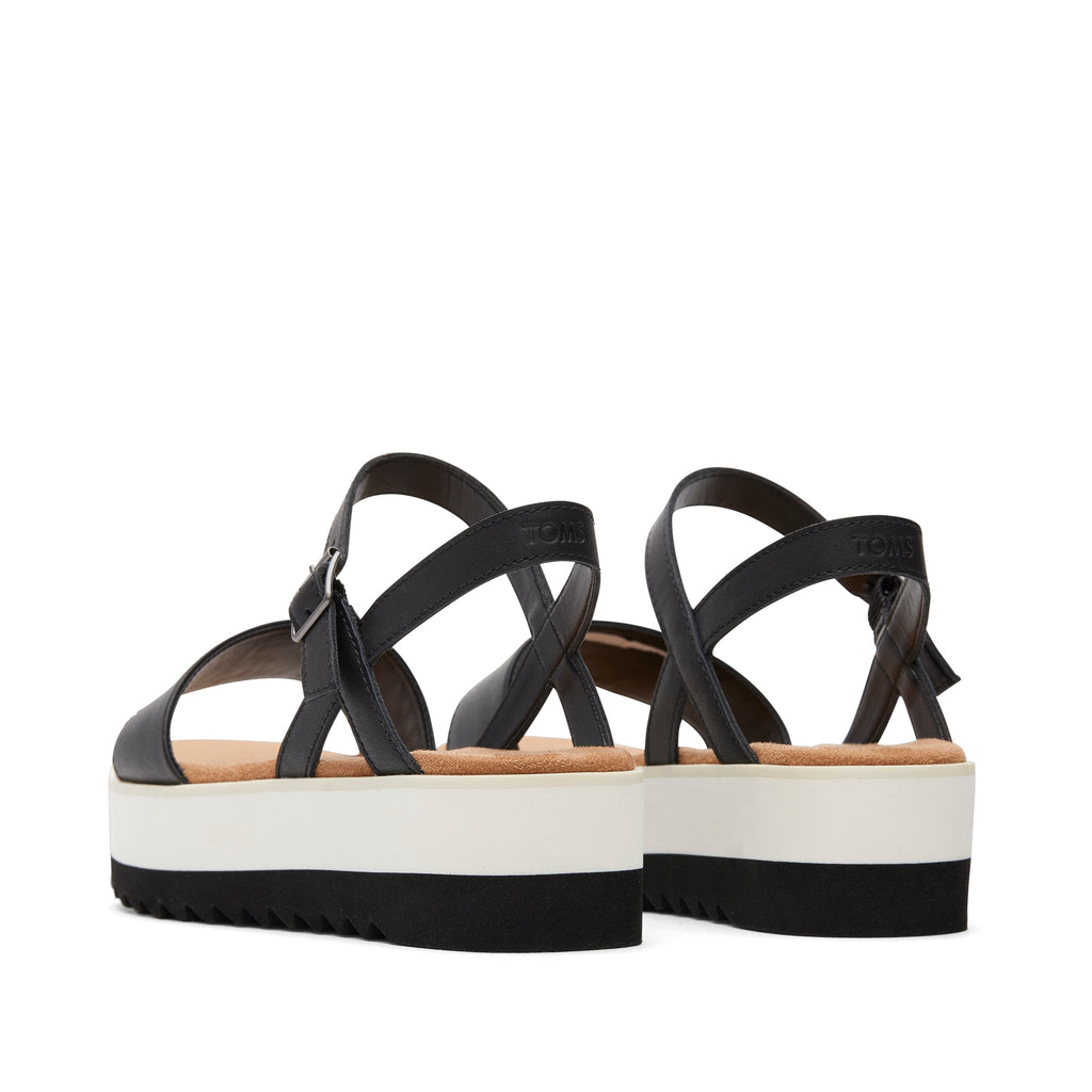 Brynn Black Leather Platform Sandal Back View