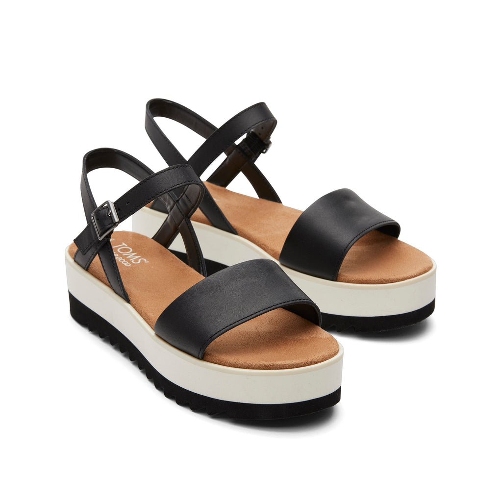 Brynn Black Leather Platform Sandal Front View