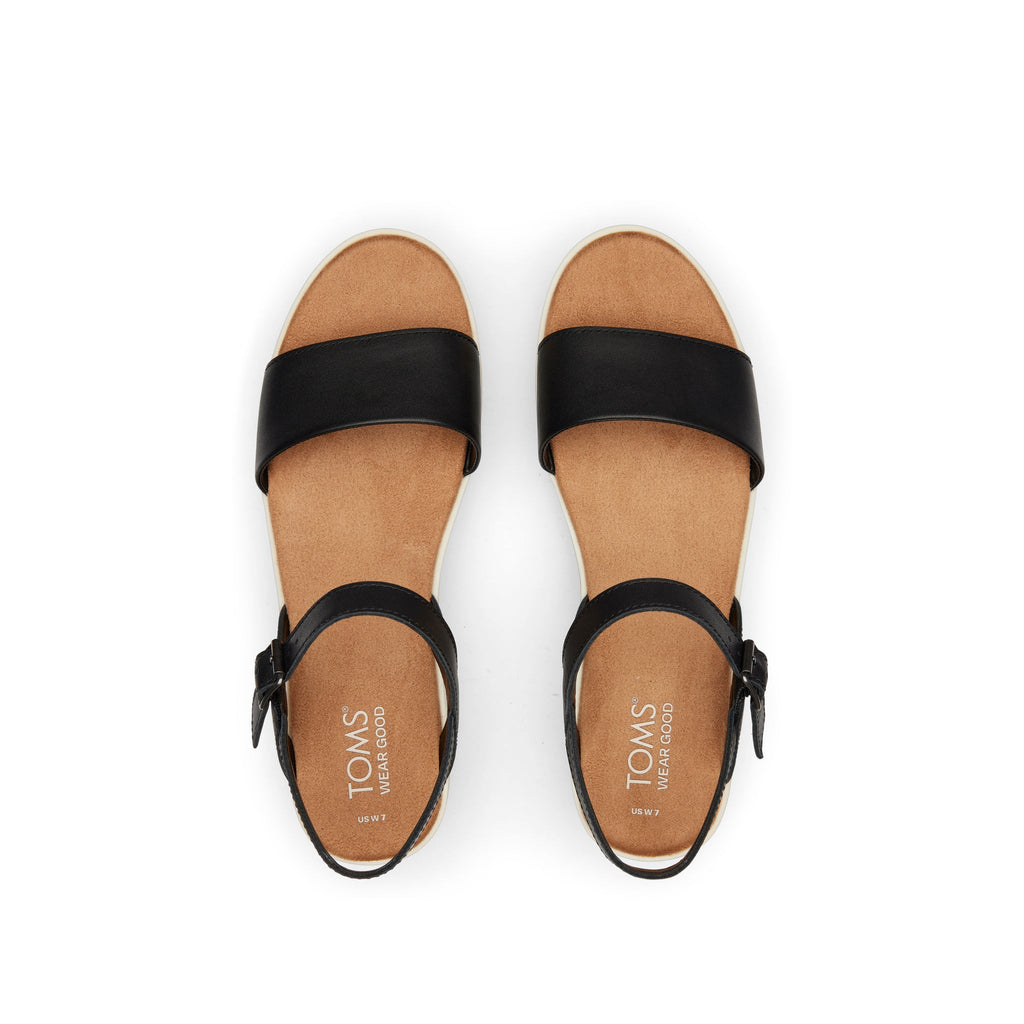 Brynn Black Leather Platform Sandal Top View