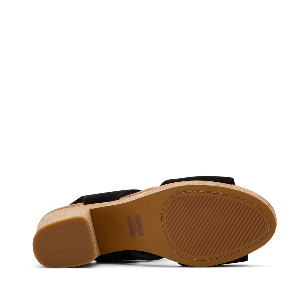Majorca Black Suede Platform Cork Sandal Bottom Sole View