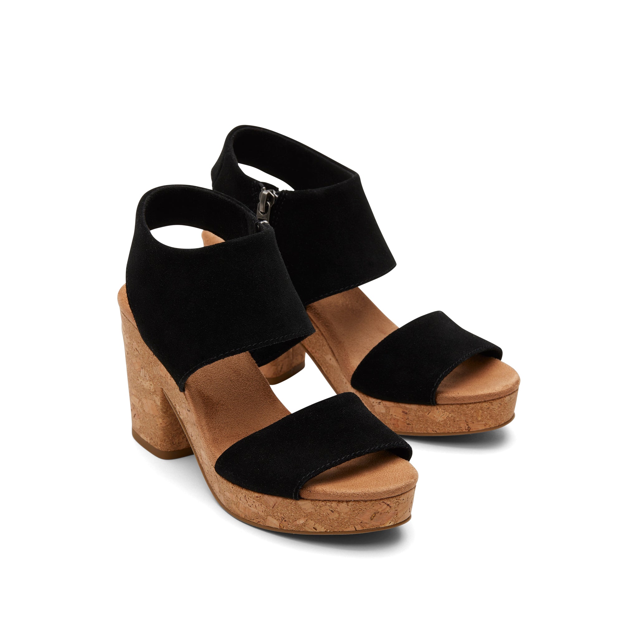 Majorca Black Suede Platform Cork Sandal Front View