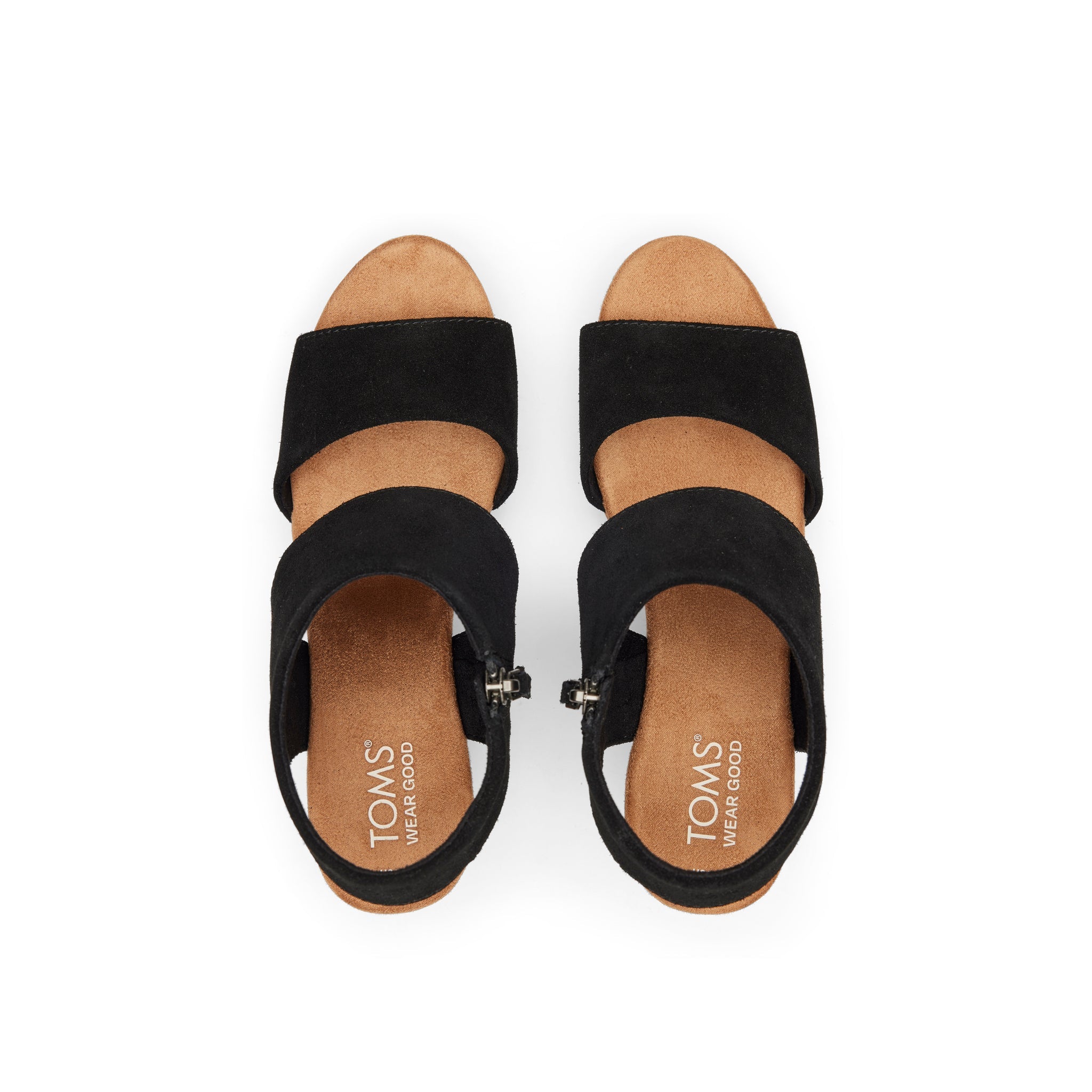 Majorca Black Suede Platform Cork Sandal Top View