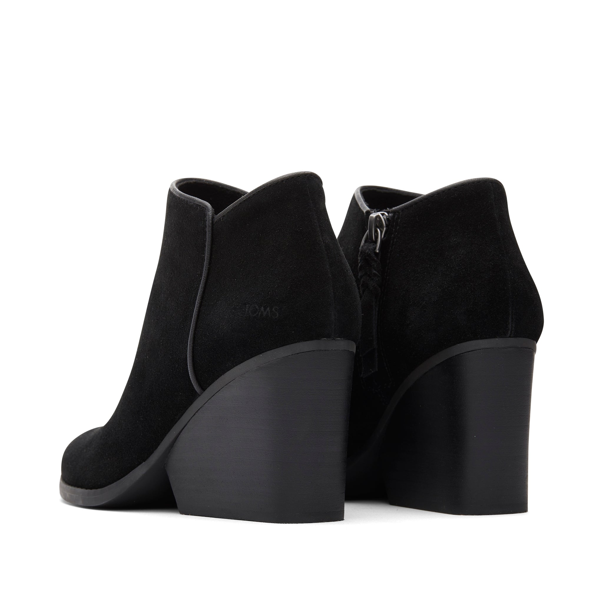 Hadley Black Suede Heeled Boot Back View