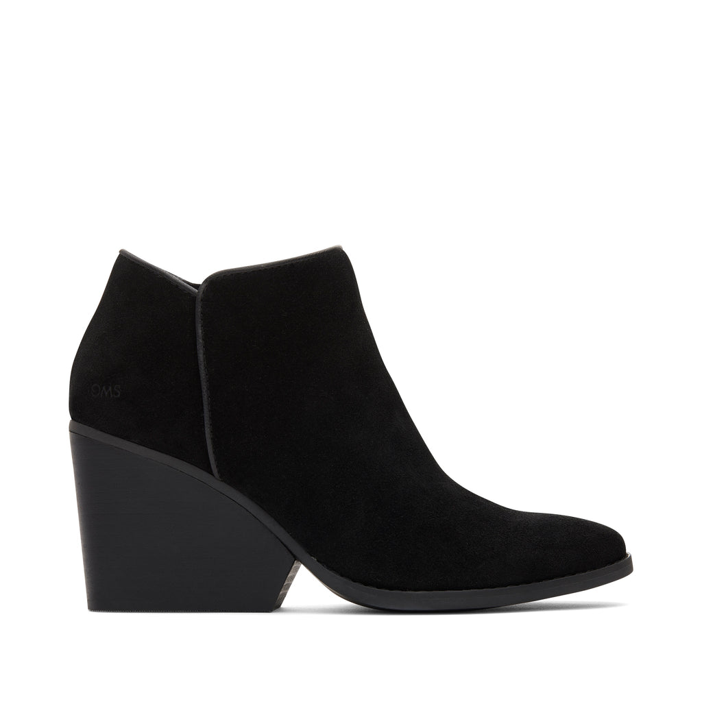 Hadley Black Suede Heeled Boot Side View