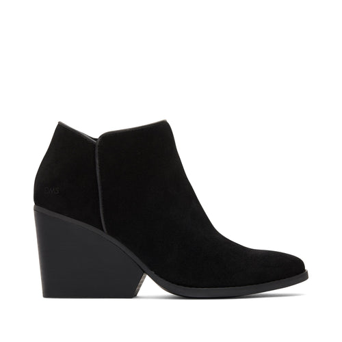 Hadley Black Suede Heeled Boot Side View