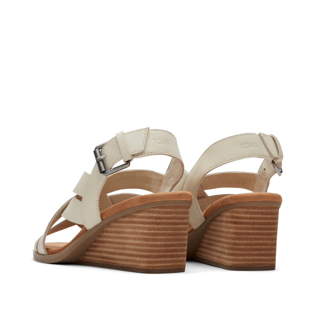 Gracie Cream Leather Wedge Sandal Back View