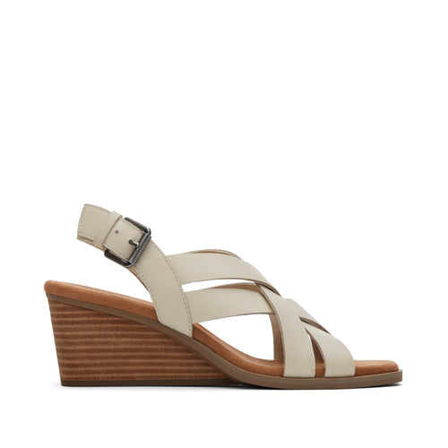 Gracie Cream Leather Wedge Sandal Side View