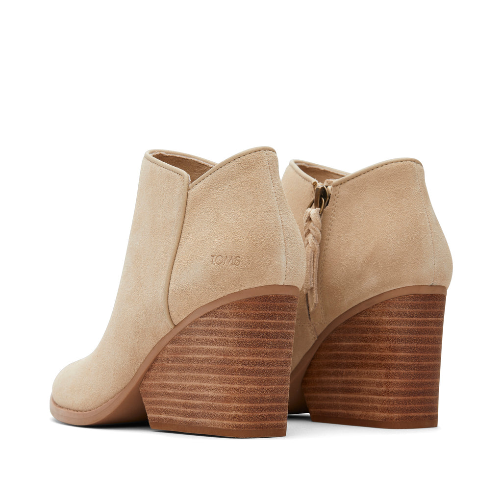 Hadley Natural Suede Heeled Boot Back View