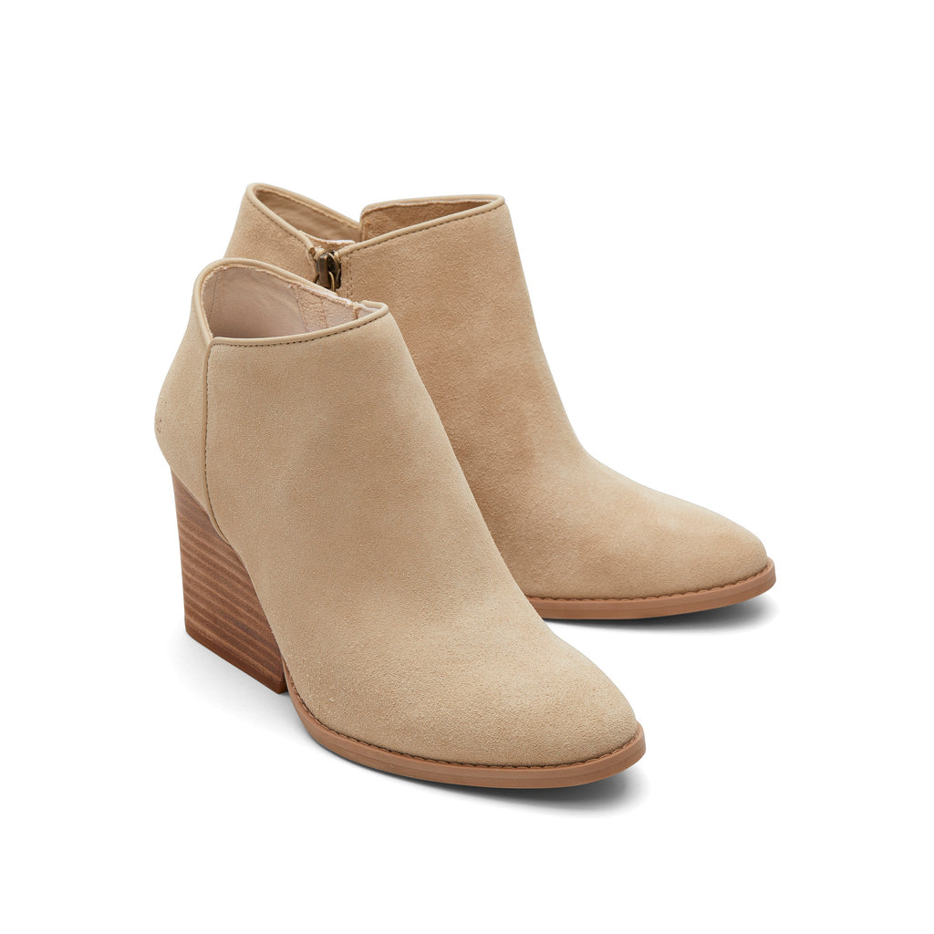 Hadley Natural Suede Heeled Boot Front View