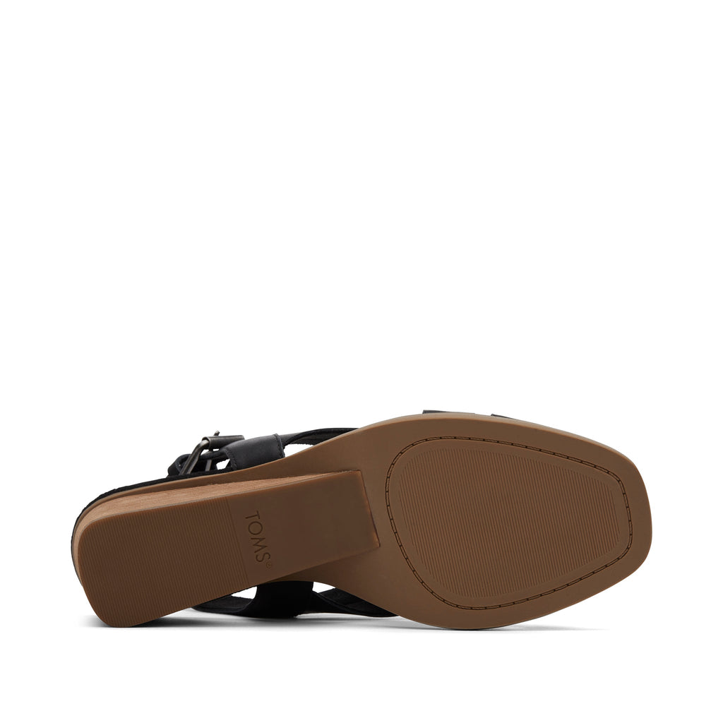Gracie Black Leather Wedge Sandal Bottom Sole View
