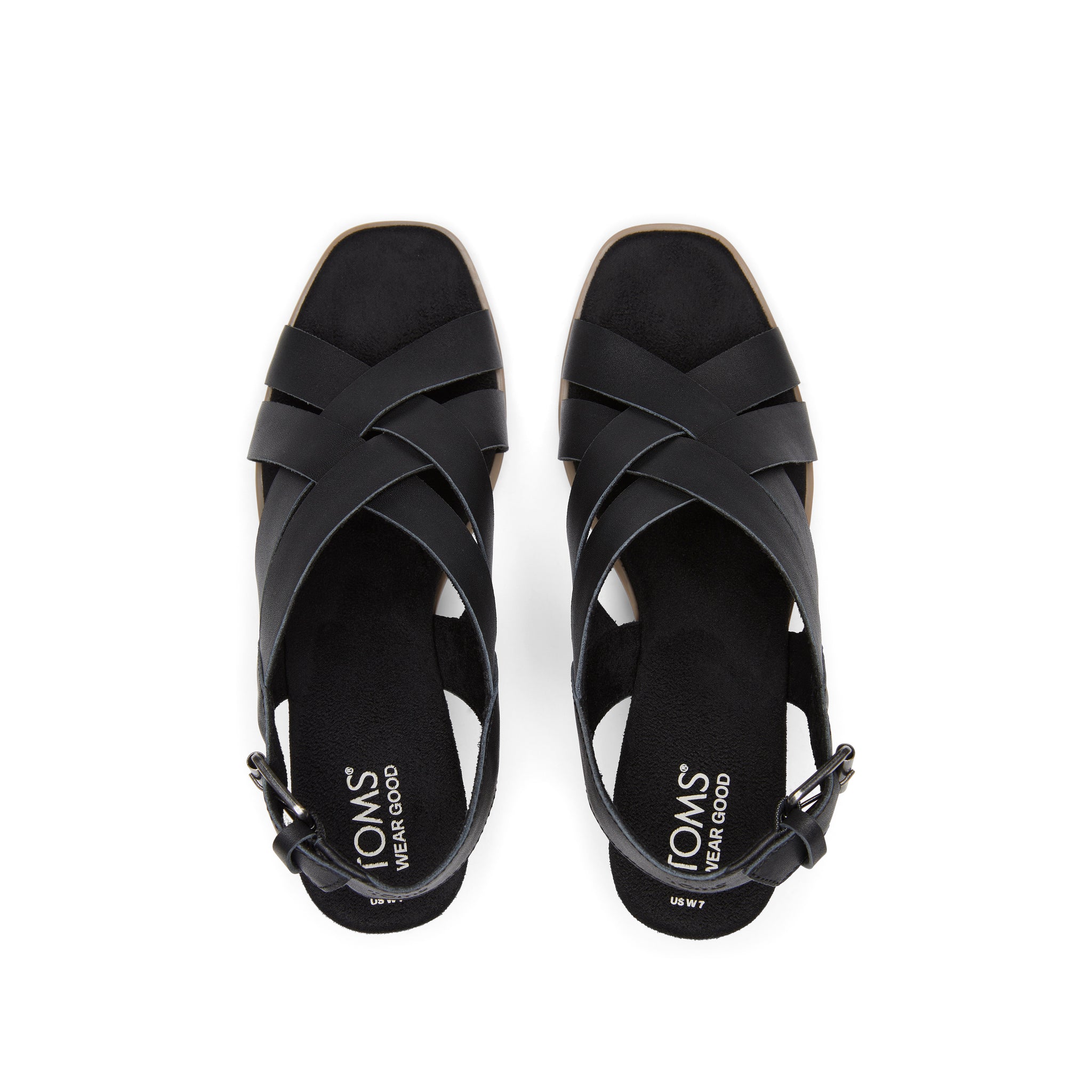 Gracie Black Leather Wedge Sandal Top View