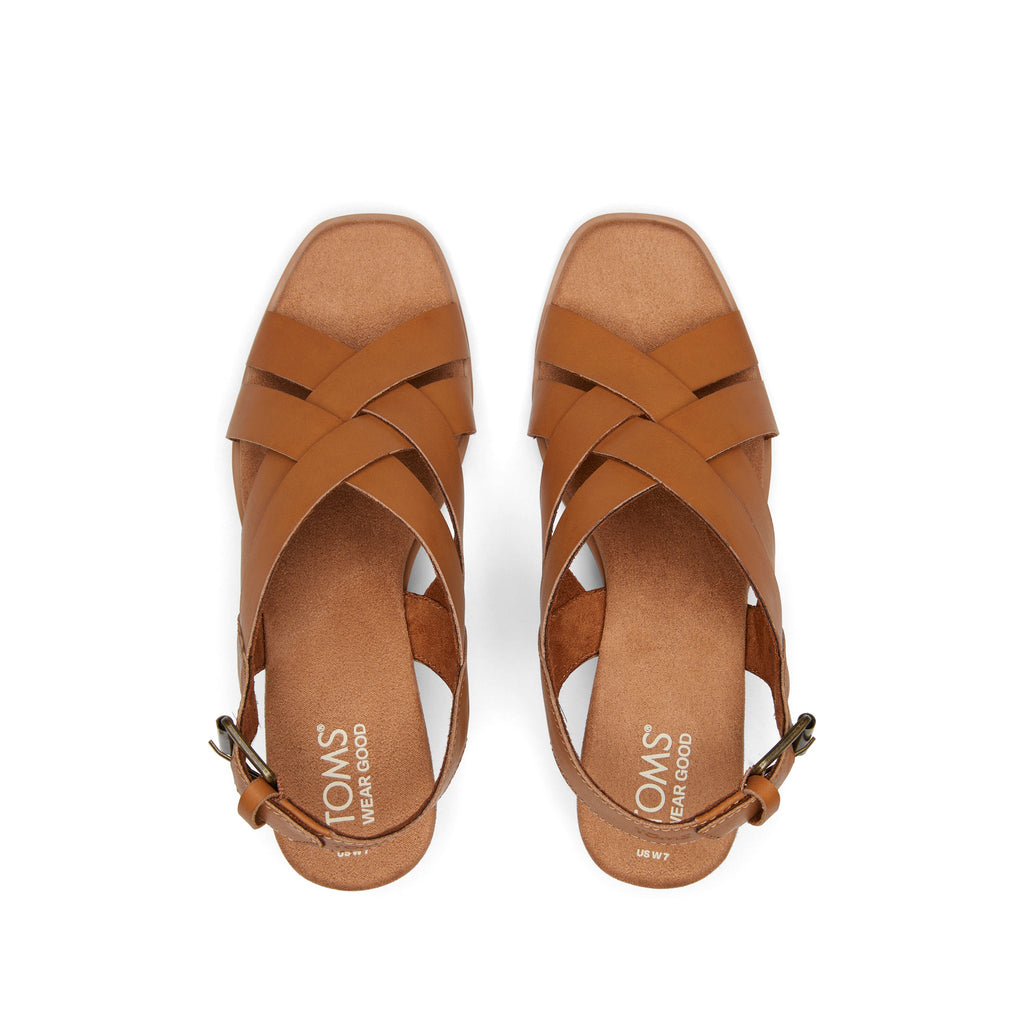Gracie Tan Leather Wedge Sandal Top View