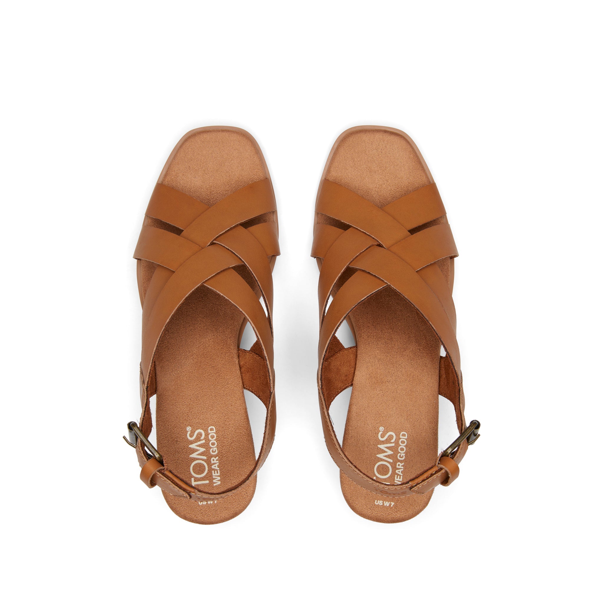 Gracie Tan Leather Wedge Sandal Top View