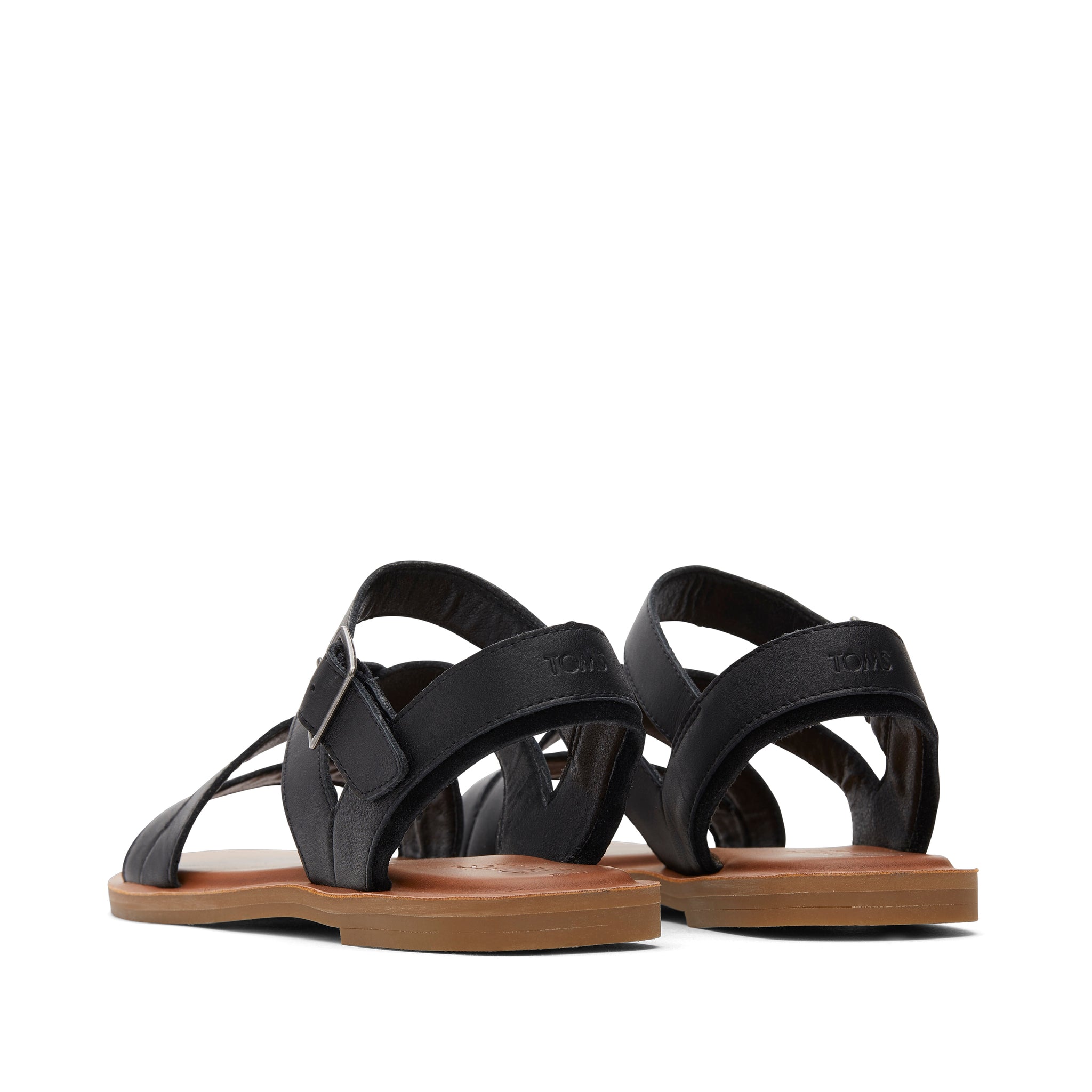Sloane Black Leather Strappy Sandal Back View