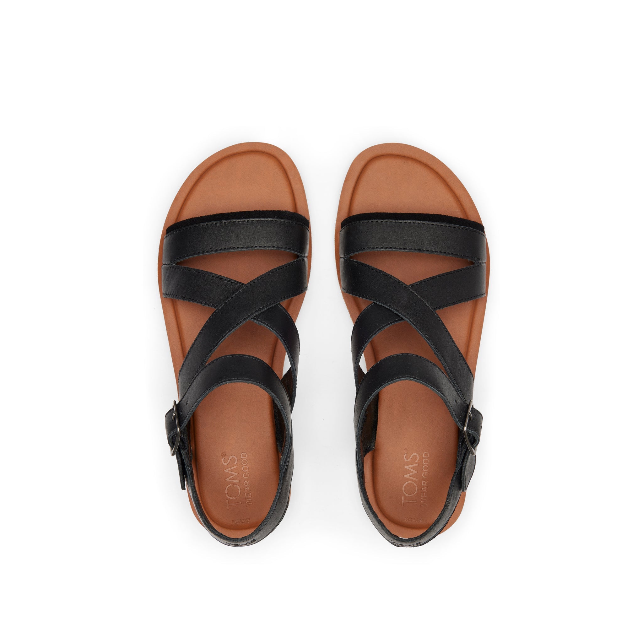Sloane Black Leather Strappy Sandal Top View
