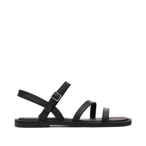 Kira Black Leather Strappy Sandal Side View