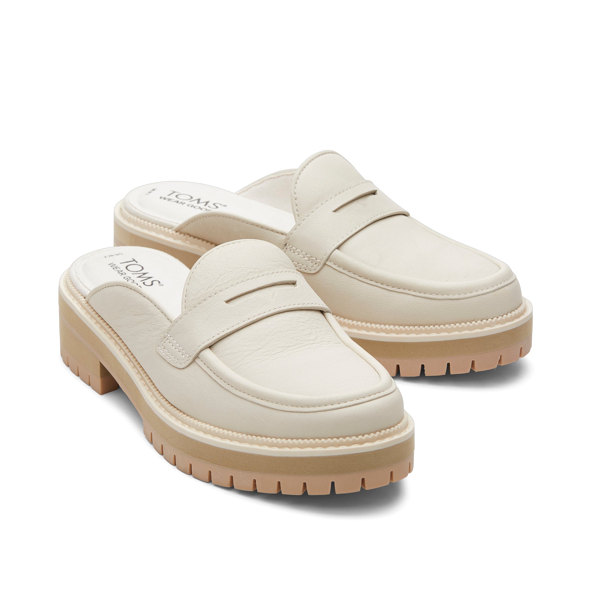 Cara Mule Light Sand Leather Loafer Front View