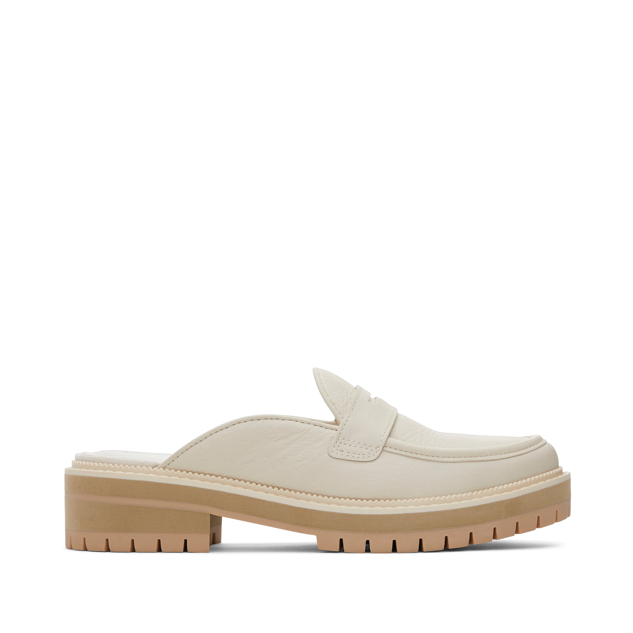Cara Mule Light Sand Leather Loafer Side View