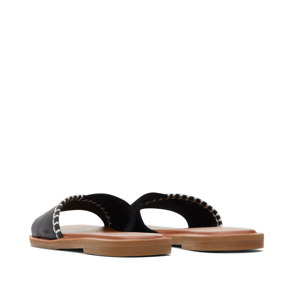 Shea Black Leather Slide Sandal Back View