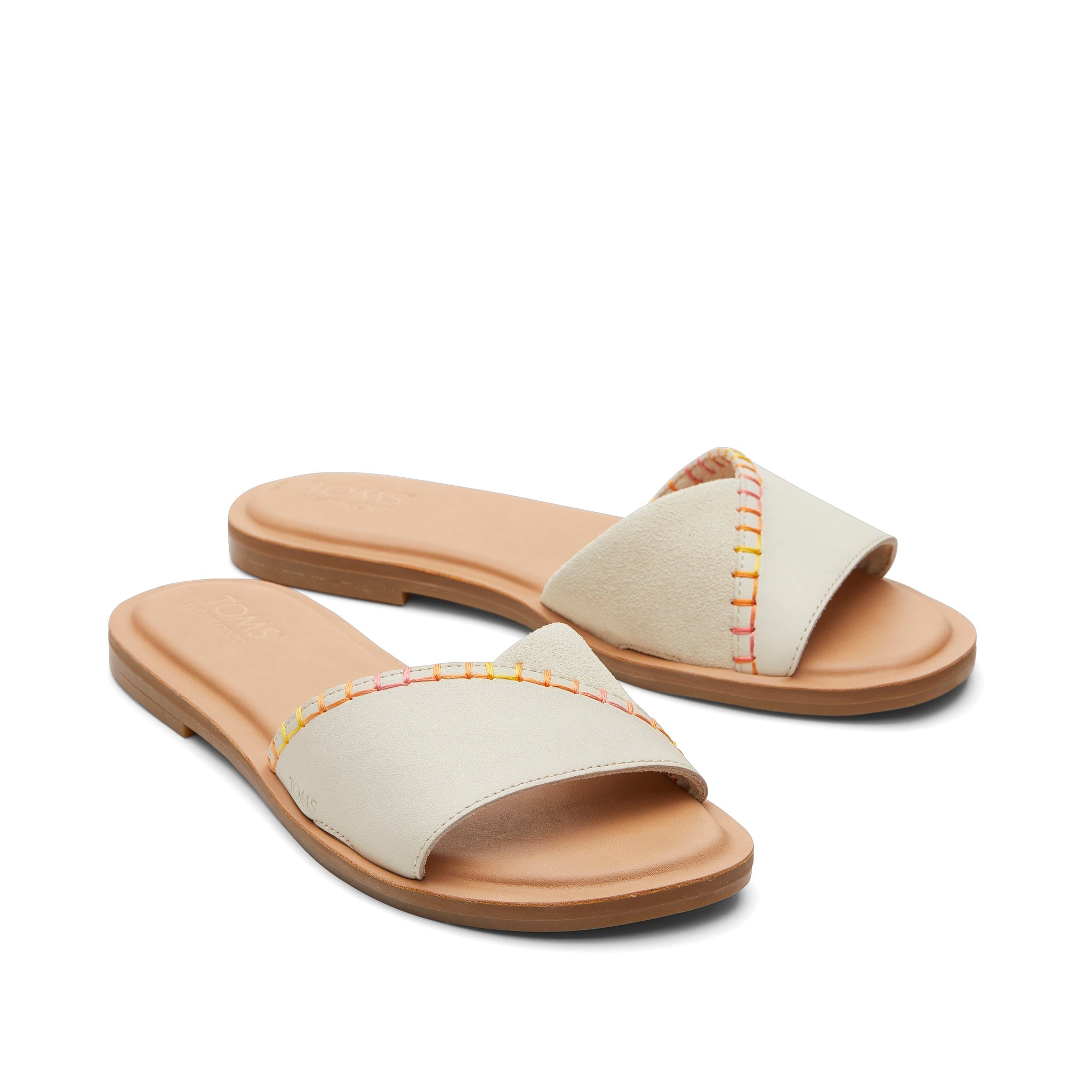 Shea Cream Leather Slide Sandal Front View