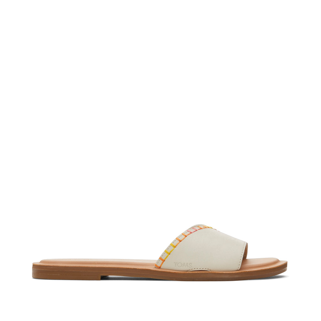 Shea Cream Leather Slide Sandal Side View