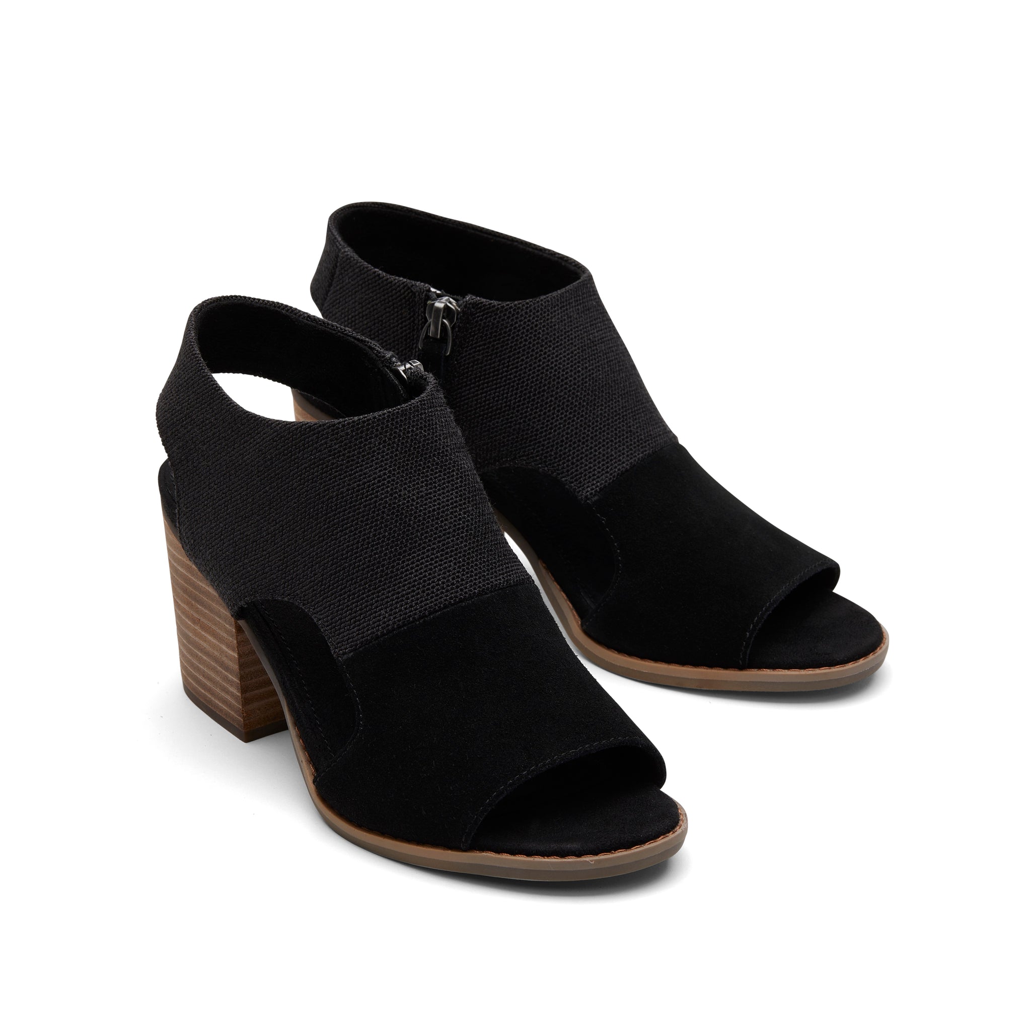 Eliana Black Suede Heeled Sandal Front View